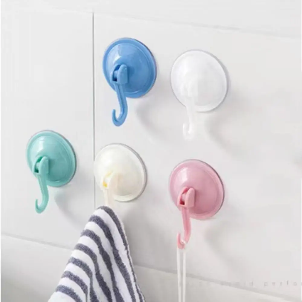 Multifunctional Round Vacuum Suction Cup Hook Punch-free Colorful Wall Vacuum Hooks Removable Waterproof Towel Racks Bathroom