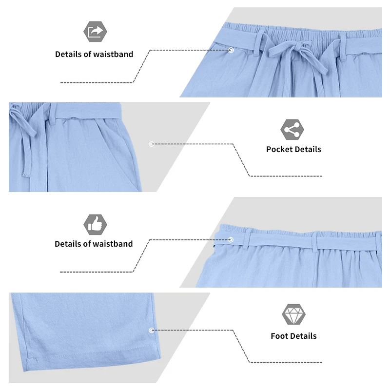Herrenhose aus atmungsaktivem Leinen mit geradem Bein und elastischem Bund, lässige Urlaubshose für den Strand. – Detail 14