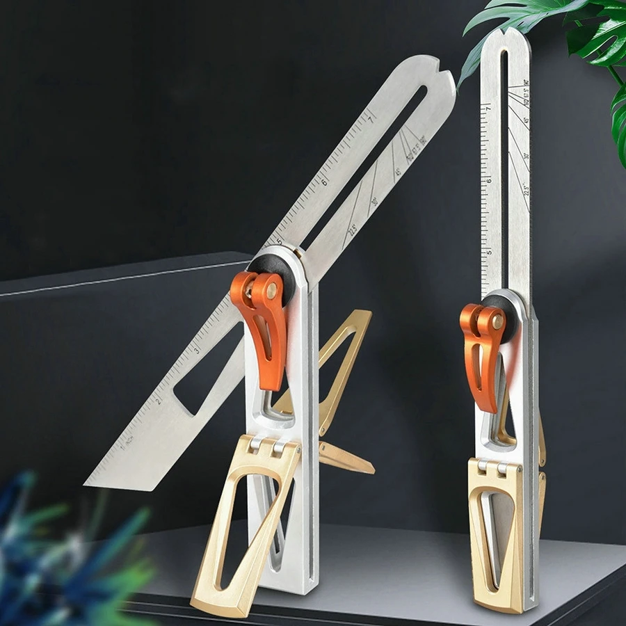 90/45 Degree Combination Woodworking Angle Ruler | 8:1/6:1 Dovetail Tenon Scriber Precision Marking Gauge