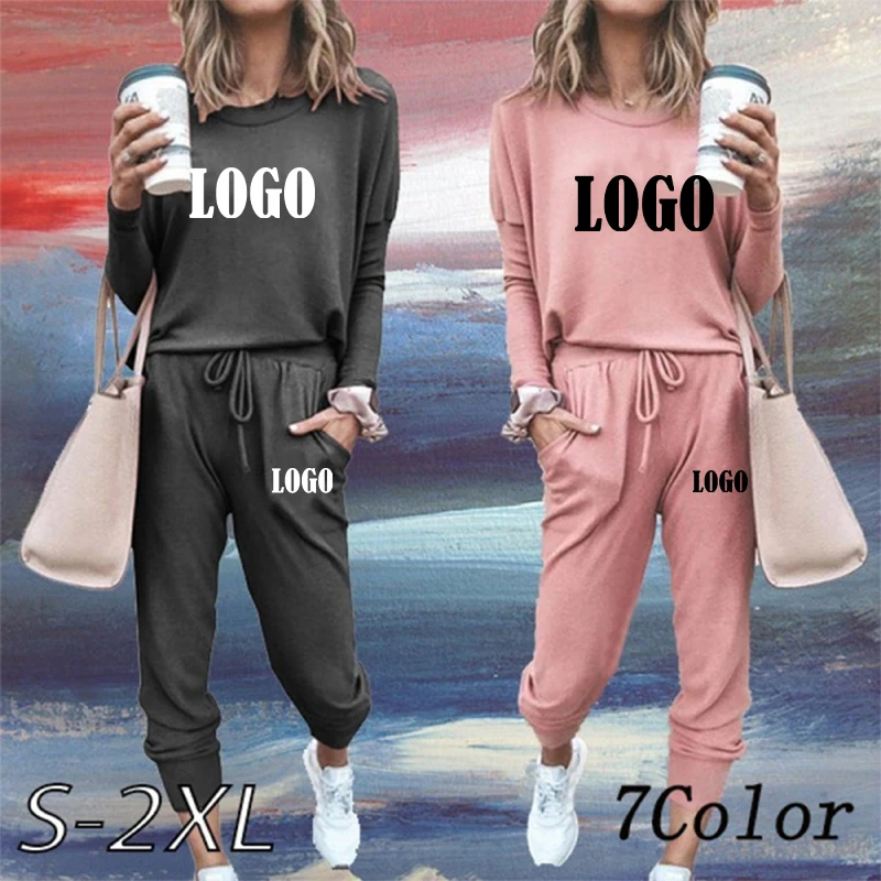 

Customized New Fashion Women Tracksuit Casual Long Sleeve Hoodies and Pants Tracksuit Printed Jogging Suits