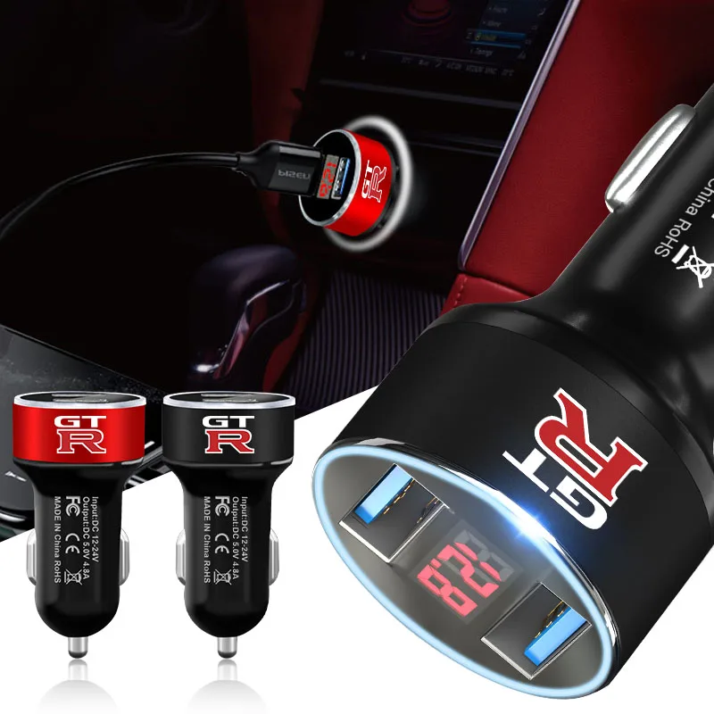 

1 шт. автомобильное зарядное устройство USB-порты быстрой зарядки с цифровым дисплеем автомобильные зарядные устройства для Nissan Nismo GTR Juke Versa Almera Xterra Qashqai