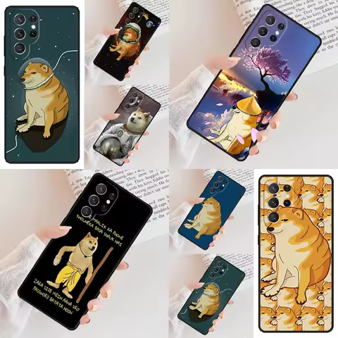 Cheems Doge Phone Case For Samsung Galaxy S24 S23 S22 S21 Ultra S10 Note 10 Pro S20 Plus FE S9 S8 Cover