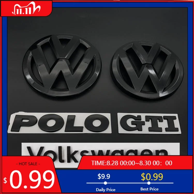 

VW GTI GOLF 2026 Горячий для VW VOLKSWAGEN Автомобильный передний значок с логотипом, покрытый наклейкой из АБС-пластика, передний и задний логотип, значок крышки багажника, модифицированный для