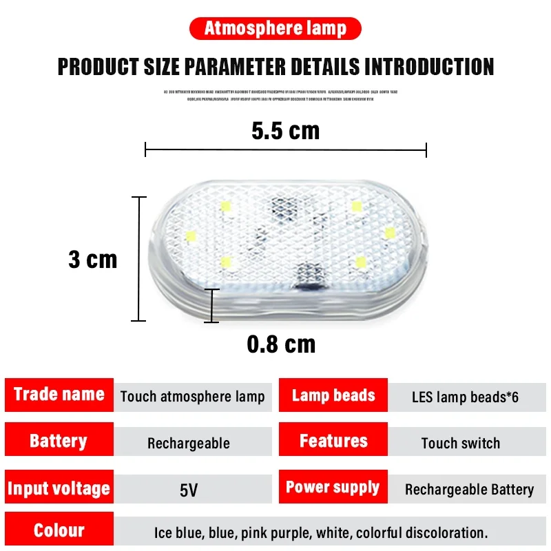 LED senza fili Luce interna Lampada a LED Lampada da soffitto magnetica per auto Luce da lettura Decorazioni per auto Magnete per tetto