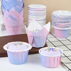 10/30Pcs Cupcake Paper Cups Oilproof Gradient Purple Cake Liner Baking Tray Case Mermaid Birthday Wedding Party Decor Supplies