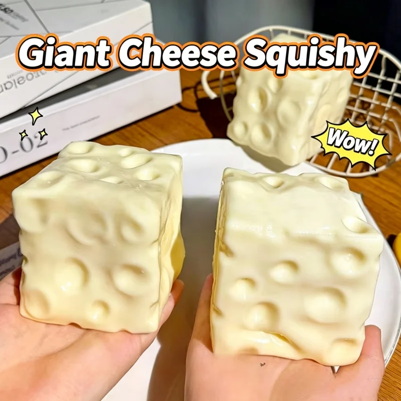Palla Antistress Gigante A Forma Di Cubo Di Formaggio, Morbida E Modellabile, Non Rimbalzante, Giocattolo Sensoriale Asmr, Regalo Per Festival-image