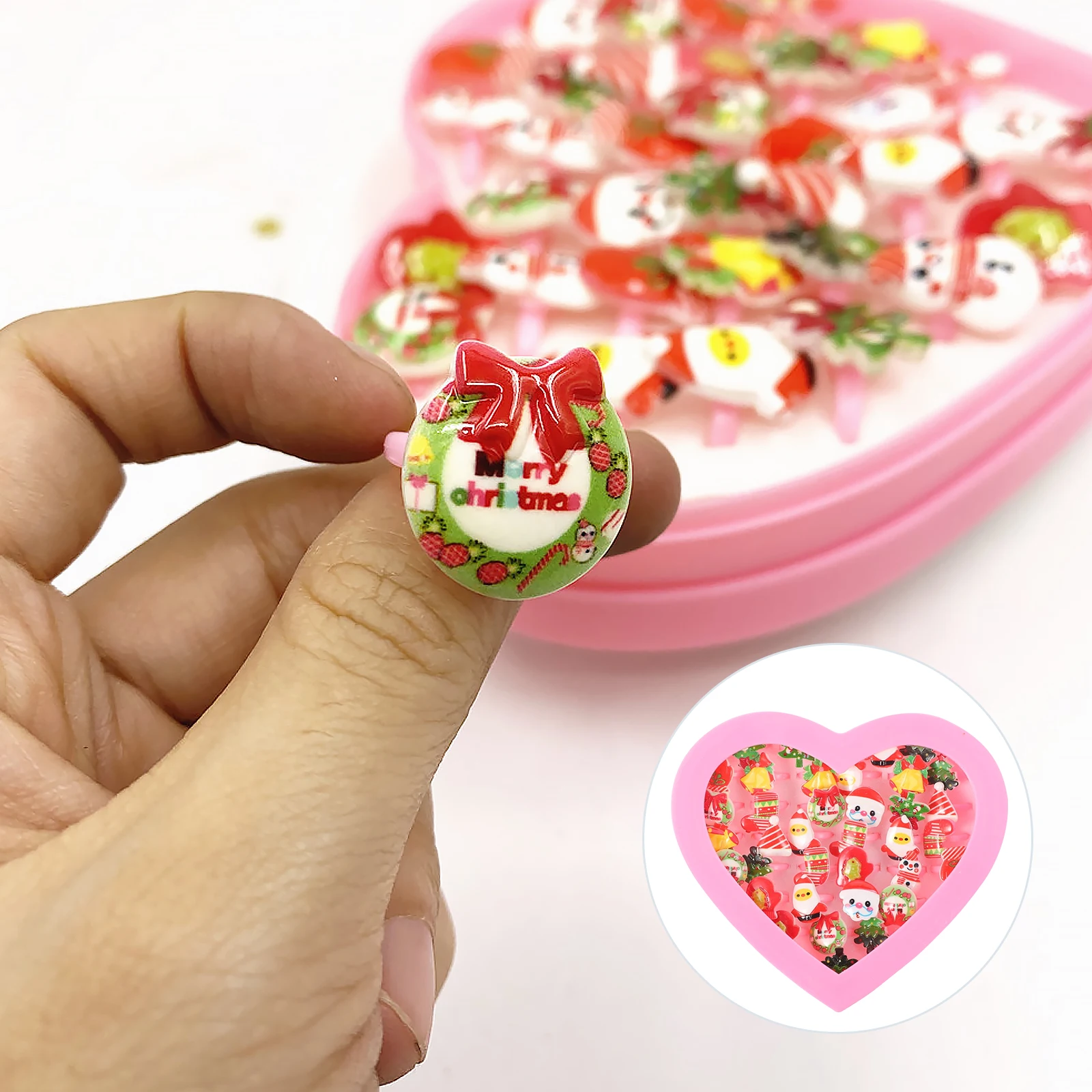

36 Pcs Christmas Rings Kids Plastic Toy Girl Jewelry Bracelet Gifts Smooth Novel Beautiful Lightweight Comfortable Party