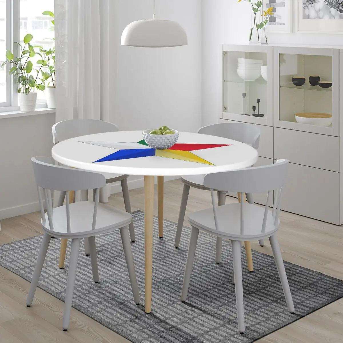 Druze Star Waterproof Round Tablecloth Oilproof Table Cloth for Kitchen Events Dining Table Cover