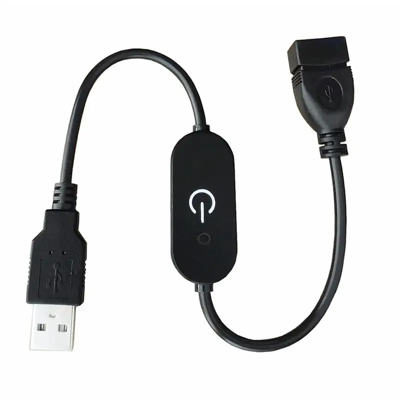 USB A-Type Male to Female Touch Dimming Switch Controller With Blue Indicator Light, Memory Connected Light Strip, No Flicker 3A