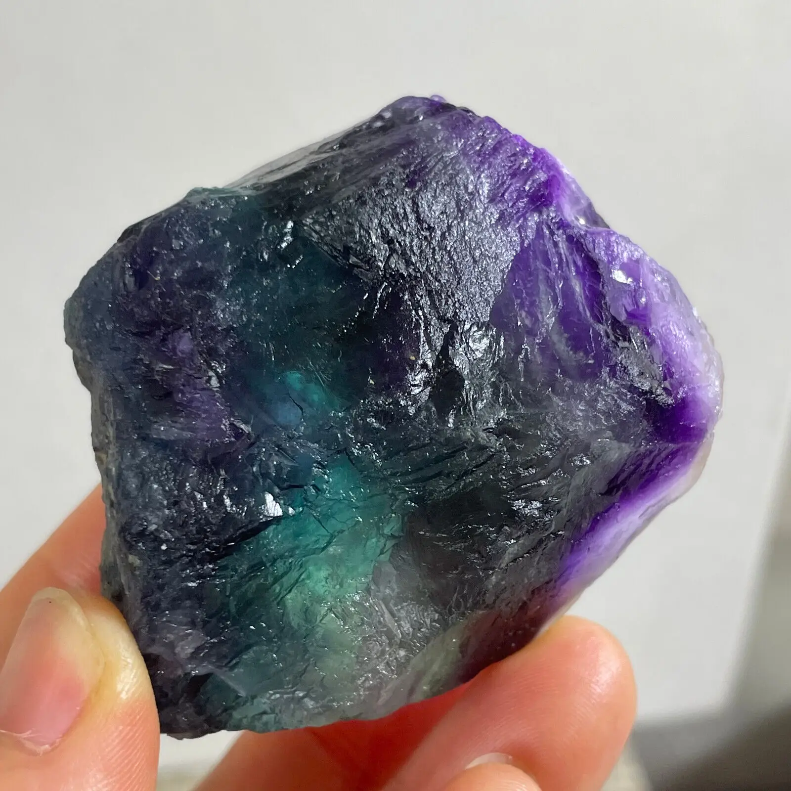 Natural Beautiful Rainbow Fluorite Crystal Rough Stone Specimen Healing