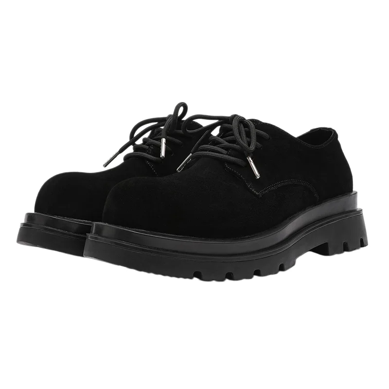 Spring Autumn Men Casual Luxury Cow Suede Leather Dress Shoes Tooling Ankle Boots Business Breathable Height Increasing Loafers