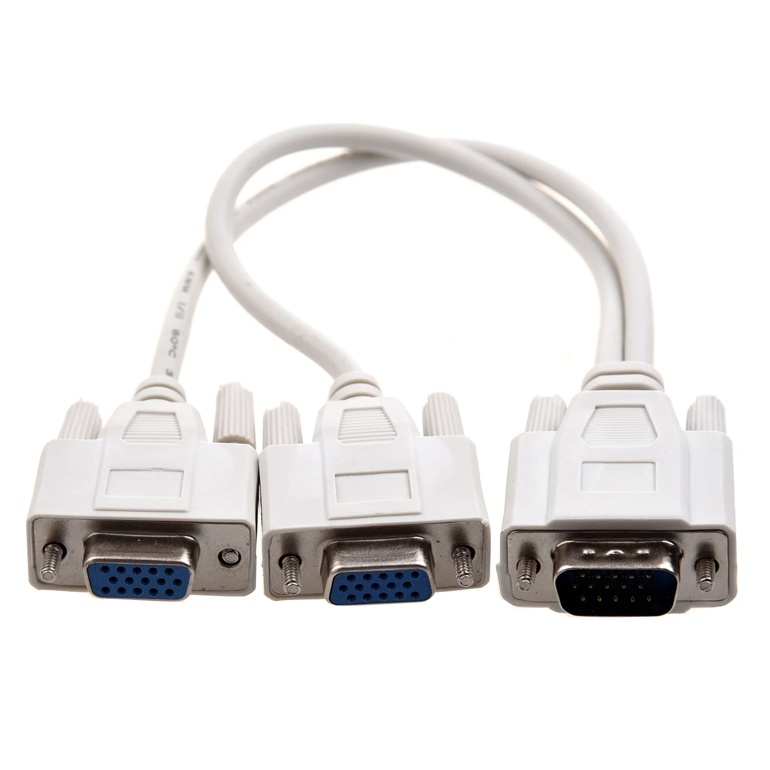 NEW 1 PC to 2 MONITORS SPLITTER CABLE FOR VGA VIDEO