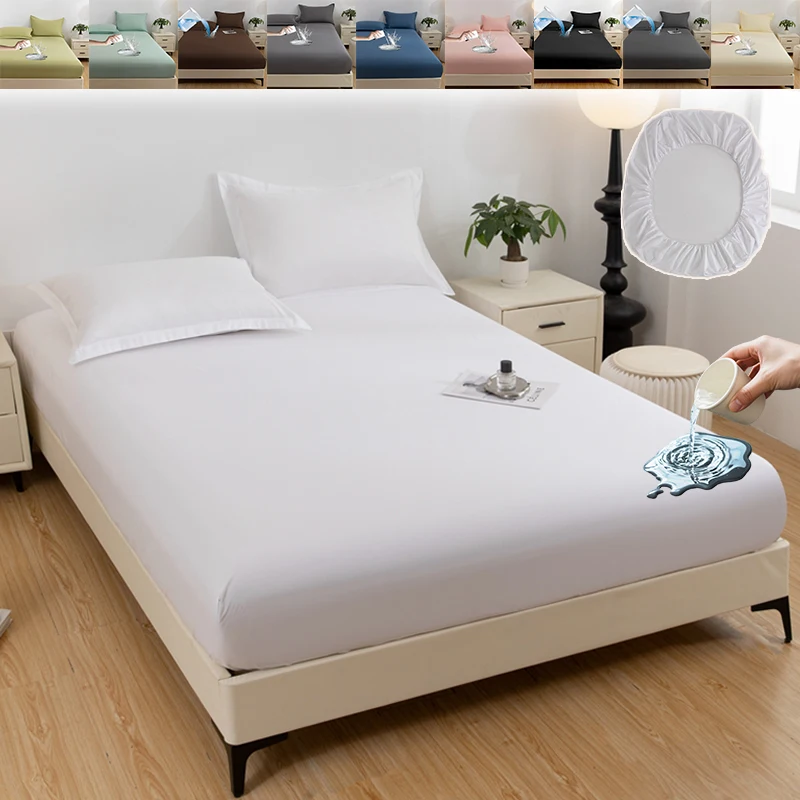 

1PC Soft Comfortable Fitted Sheet Waterproof Breathable Mattress Protector Cover Multiple Sizes Suitable for Many Types of Beds