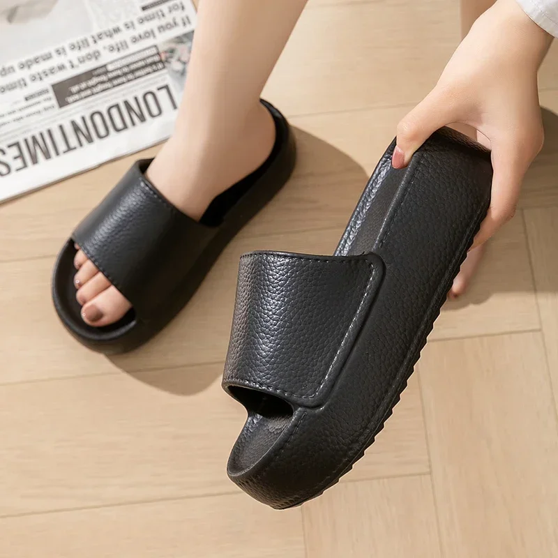 Zapatillas de plataforma gruesa para mujer, chanclas de tacón alto informales para interiores y el hogar, zapatos a la moda para exteriores, Verano