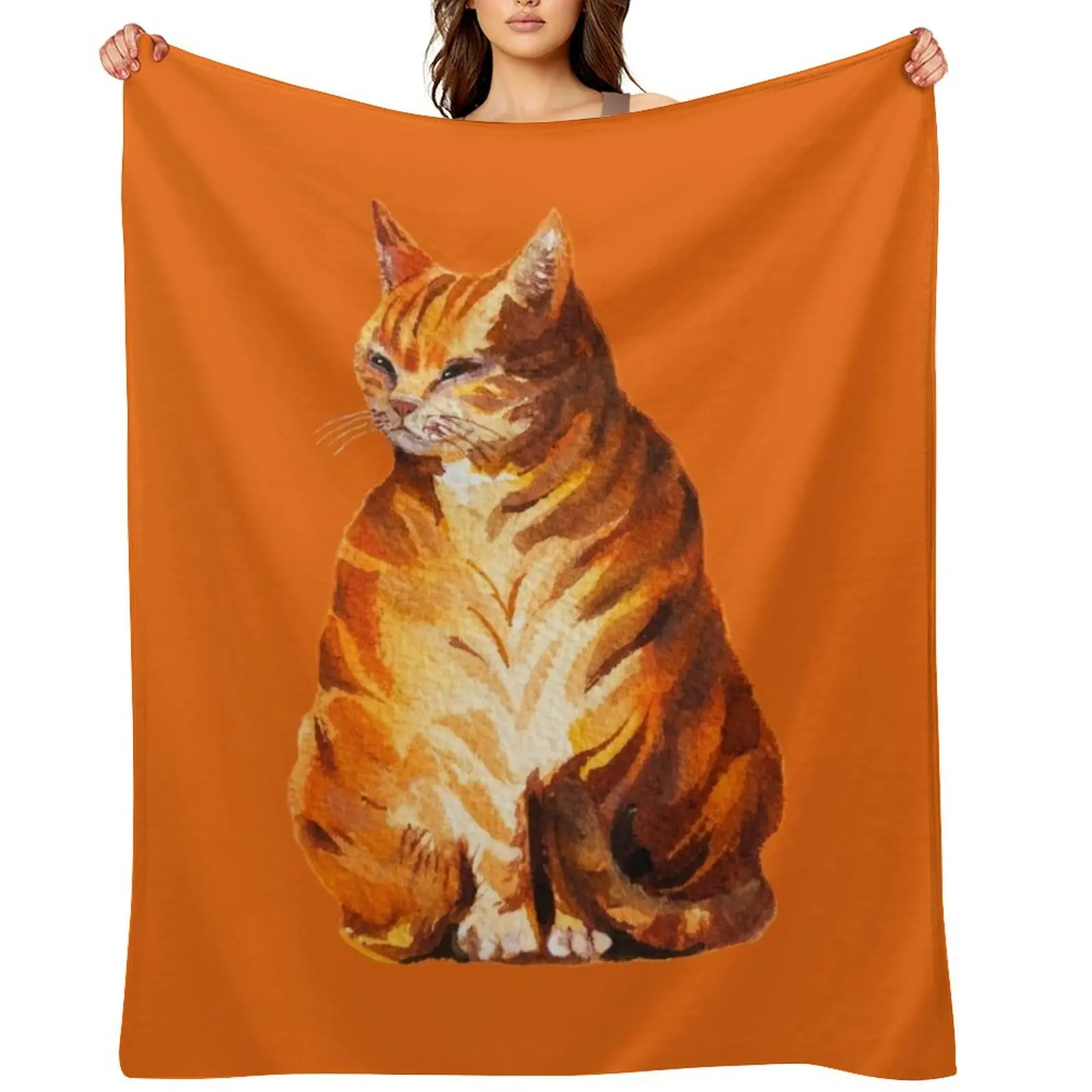 

Orange, ginger cat Throw Blanket Sleeping Bag Shaggy sofa bed Luxury Designer Blankets