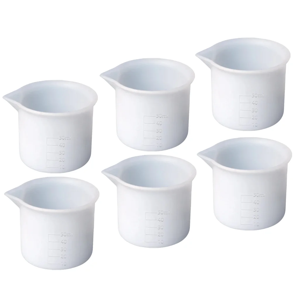 Measuring Pitchers 50ml Silicone Cup Mini Mixing Cups for Epoxy Resin Laundry Detergent White Silica Gel