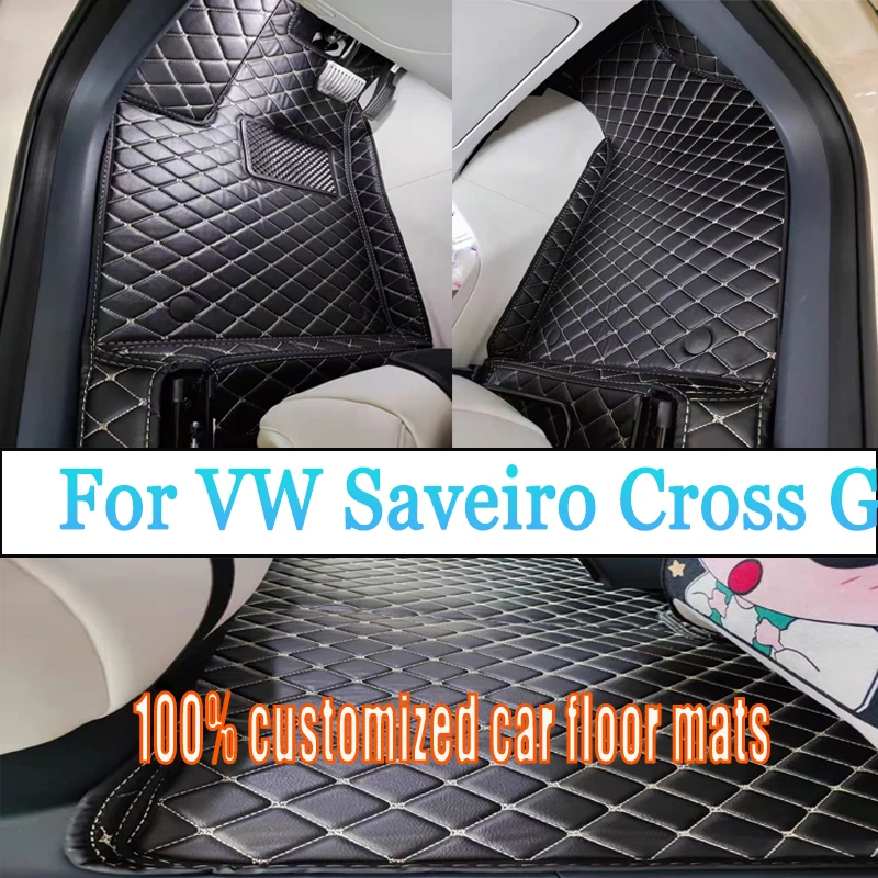 Alfombrillas de coche automotrices de ajuste personalizado para VW Saveiro Cross G5 5U 2009 ~ 2017 de cuero de lujo para hombres y mujeres cobertura completa