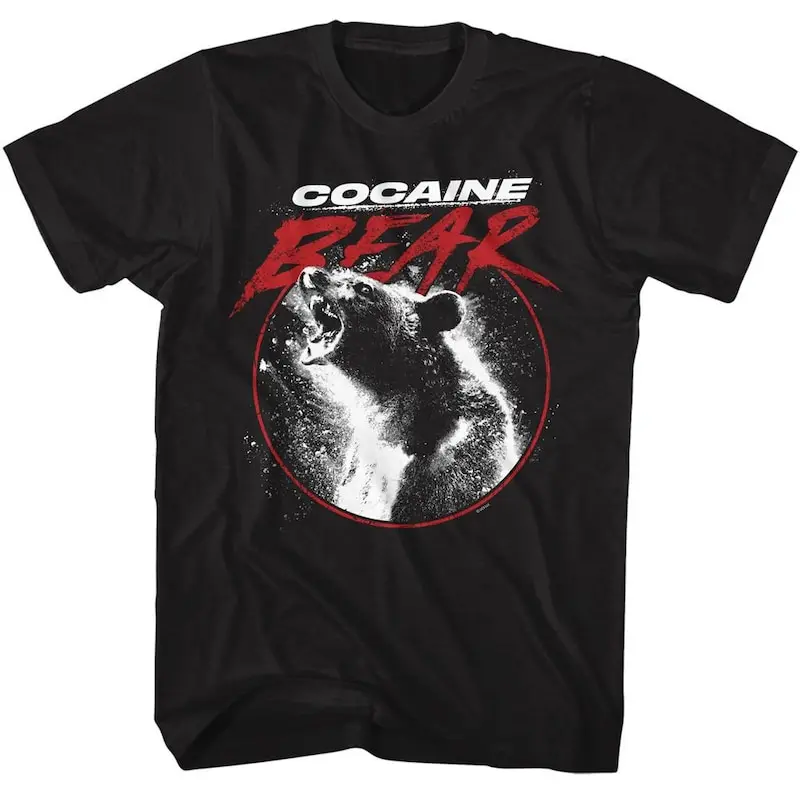 Cocaine Bear In Circle Black T-Shirt