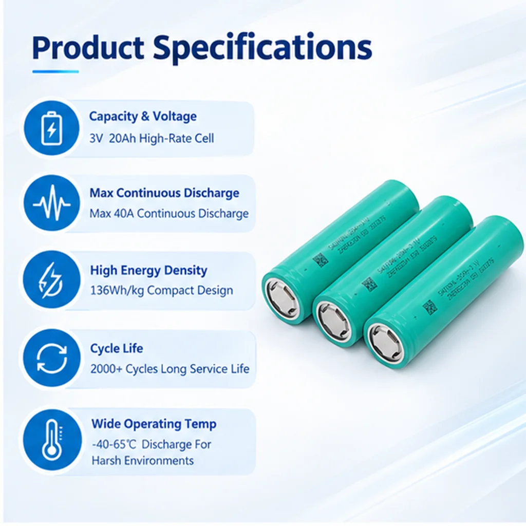 E-power S40160NL 20Ah 3.0V Sodium-ion Cylindrical Cell DIY Battery Pack for Portable Power Station & Solar UPS