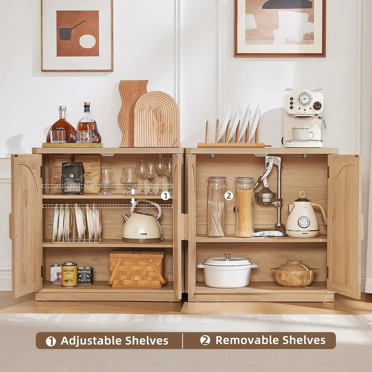 Fluted Buffet Cabinet with Storage, 31.5