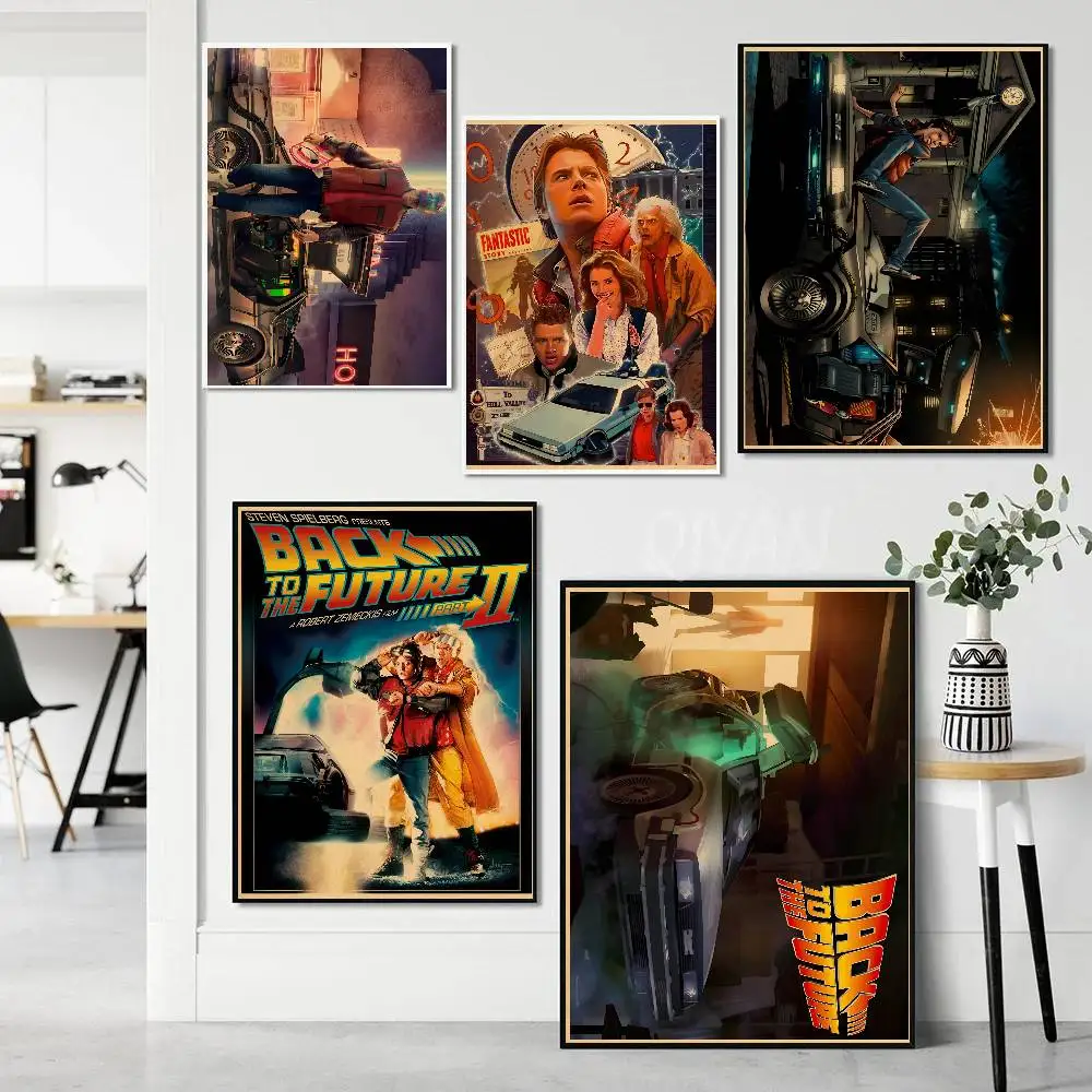 B-Back To The Future Wall Poster Waterproof Wall Art Sticker For Bar Living Room Vintage Room Decor High Quality Print Gift
