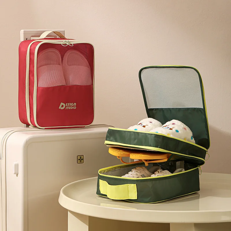 Simple Creative Newest Designer Diagonal Dopamine Storage Shoe Box Dustproof Large Capacity Travel Three Pairs Shoe Packs