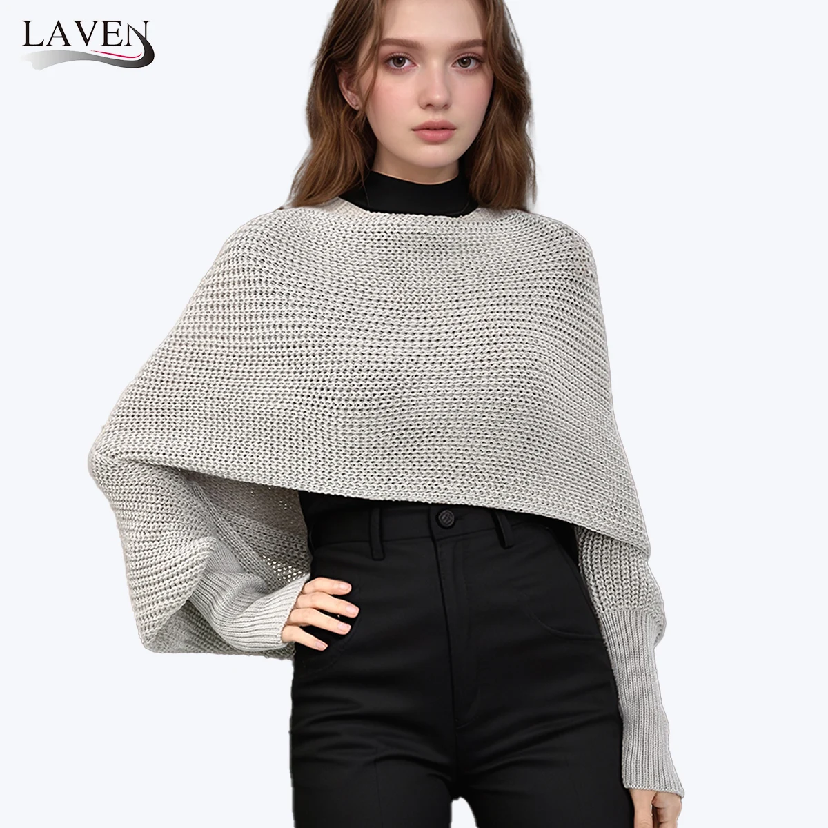 

Толстый вязаный шарф-шаль с рукавами, мягкий теплый трикотаж, кардиган, плащ, защита плеч, шеи, шарфы из пашмины