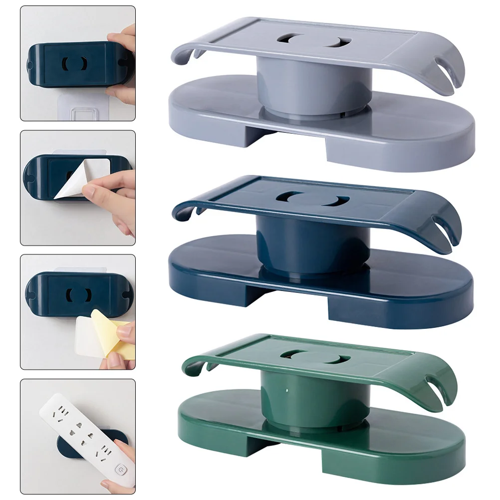 

3Pcs Self Adhesive Power Strip Fixator Socket Holder Cable Organizer Punch Free Plastic Wall Mounted Extension Socket Buckle