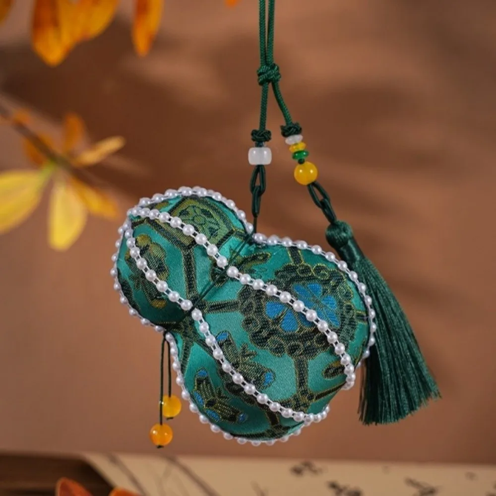 Handmade Gourd Pendant Pearl Lantern Chinese Style DIY Material Package Mid-Autumn Lantern with Tassel Traditional Craft