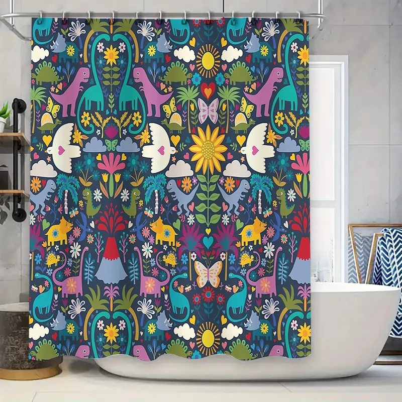 

Botanical Shower Curtain Forest Animals Pattern Nature Theme Bathroom Decor Vintage Floral Backdrop Washable Fabric