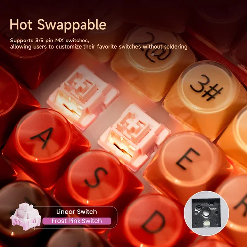 Imagen 2 del producto AKKO 5075 X Veekos K75 Teclado mecánico para juegos 75% RGB 3/5 pines Teclado personalizado con cable de intercambio en caliente con junta de perilla