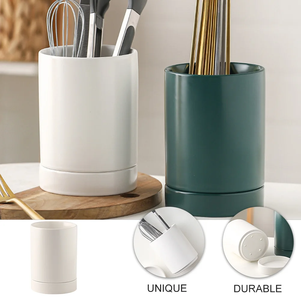 

1Set Chopstick Holder Ceramic Utensil Organizer for Kitchen Countertop Storage of Chopsticks Forks Spoons Drain Drying Rack Non