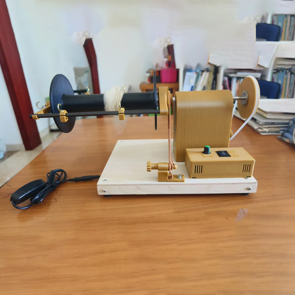 12V Household Installation-Free Adjustable Speed Electric Small Spinning Wheel, Wool And Cotton Twisted Ply