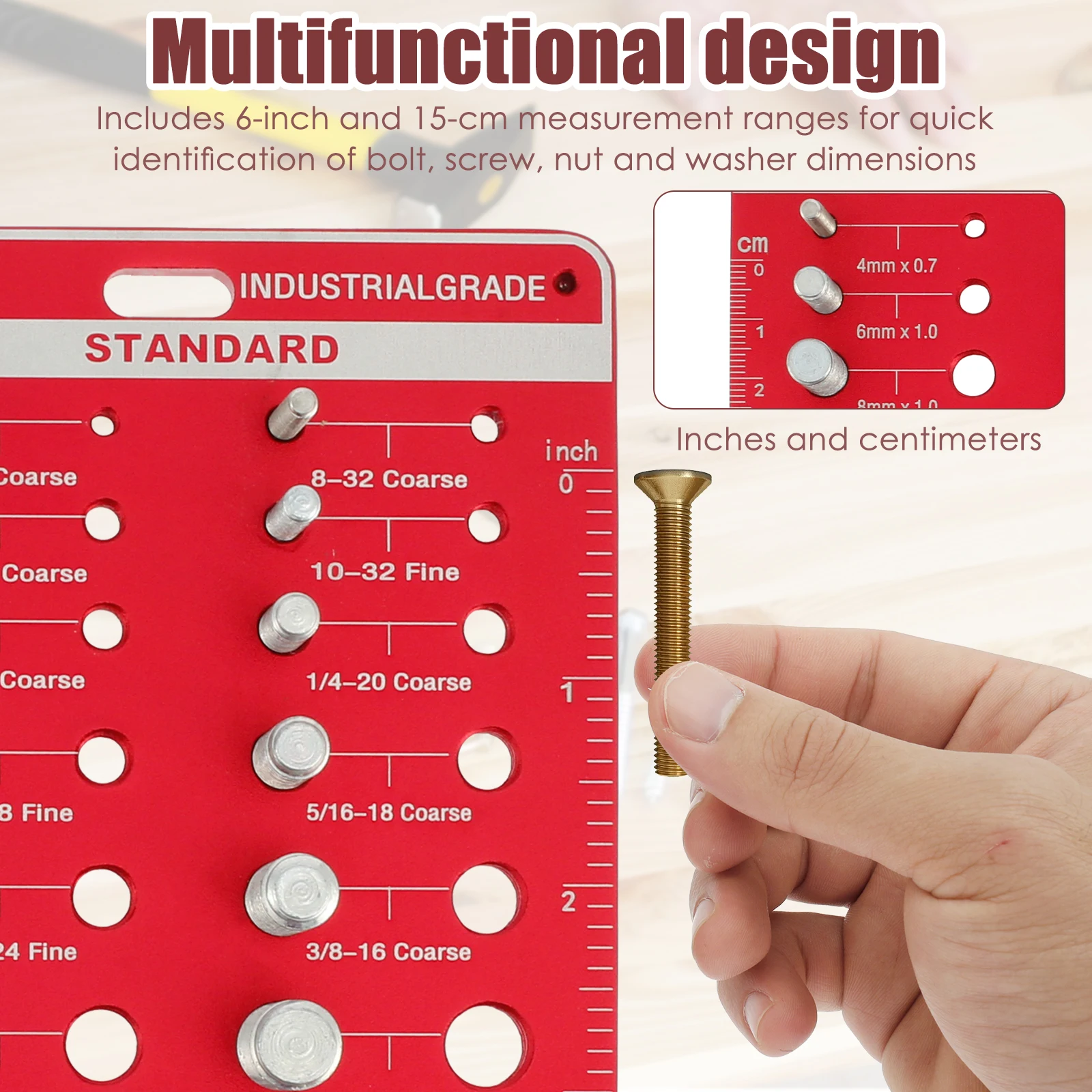 Bolt Thread Checker Portable Nut And Drill Bit Thread Checker Screws Measuring Imperials Tool ,Standard Metric Imperials Female