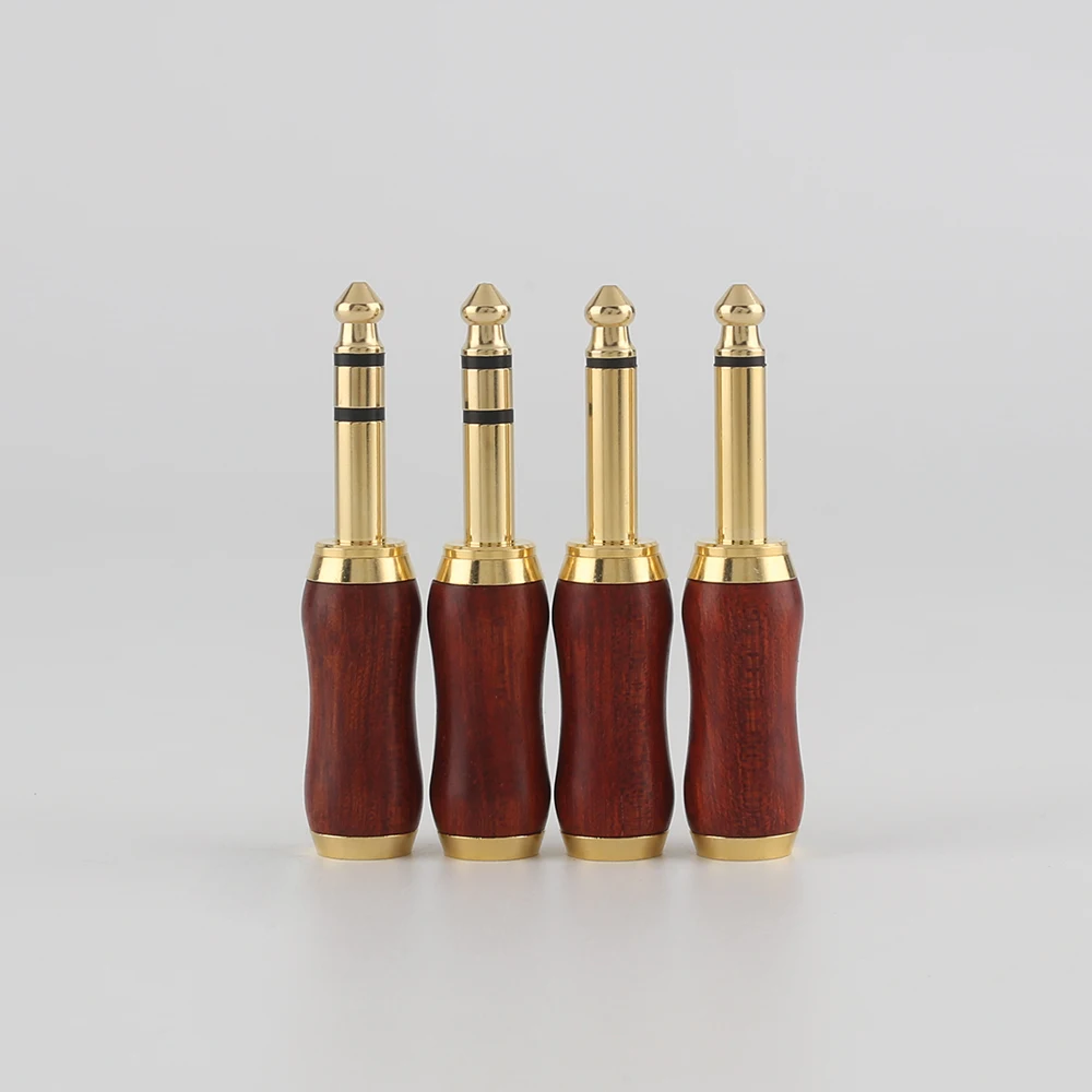 WH806 Red sandalwood 6.35 Rosewood Gold Plating 6.35 Stereo 6.5mm Male Socket Wire Connector Microphon