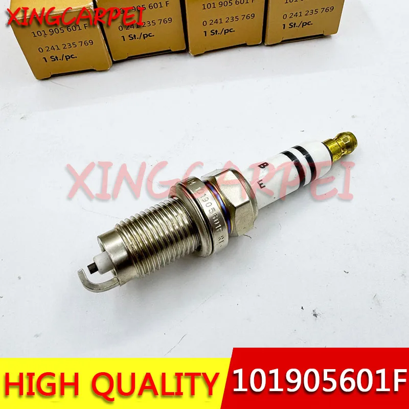 4pcs 101905601F 0241235769 Spark Plug For VW Jetta Golf Passat Beetle Skoda Altea Cordoba Seat Leon Ibiza F7HER02 0242236565