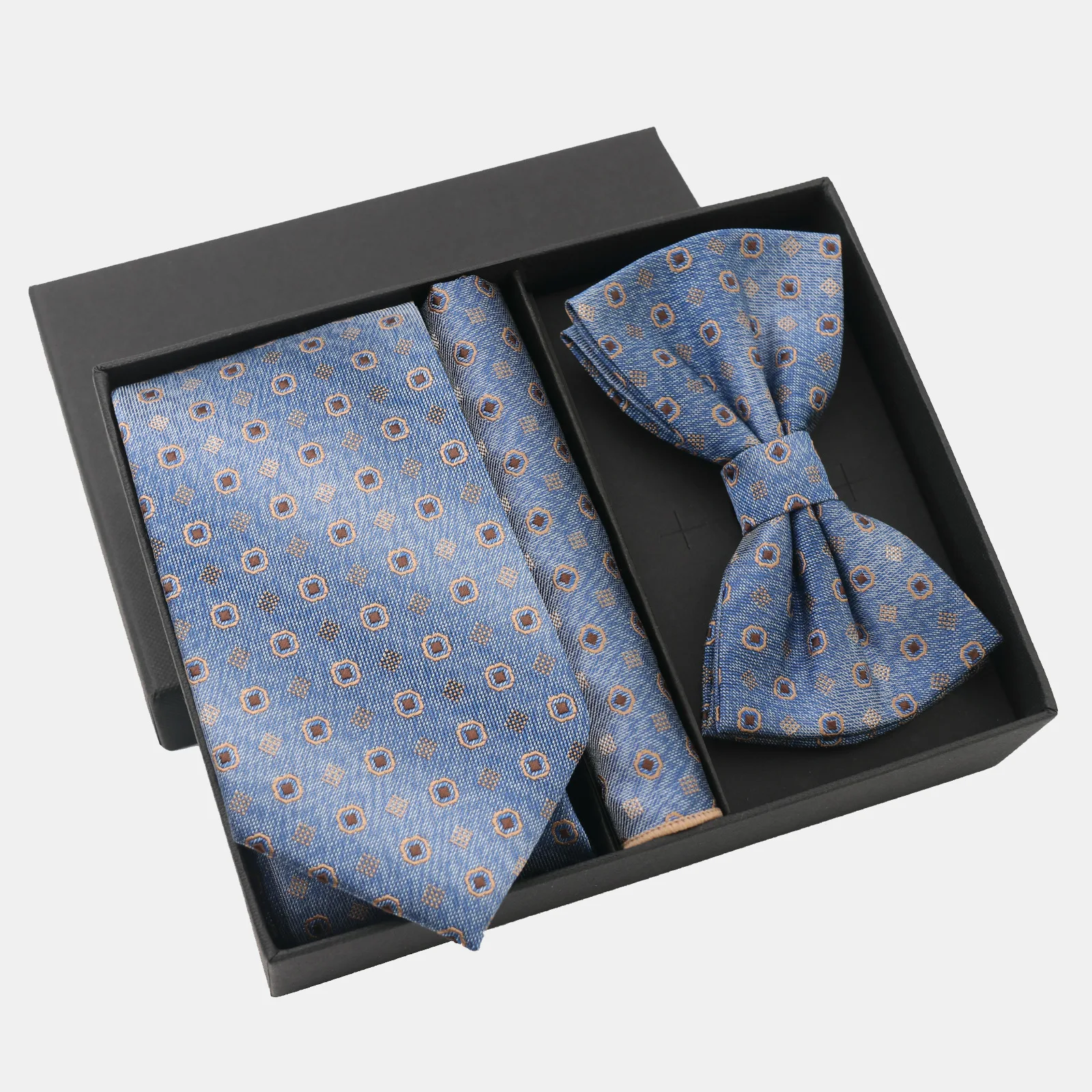 New denim business formal blue series male   set business fashion banquet   pocket scarf gift bow tie box