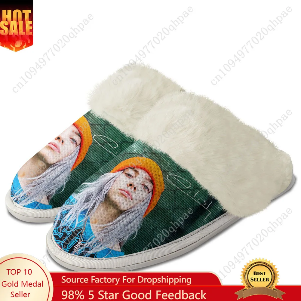 

B-Billie E-Eilish Plush Slippers Keep Warm Shoes Mens Womens Home Cotton Bedroom Customized Thermal Lightweight Slipper DIY