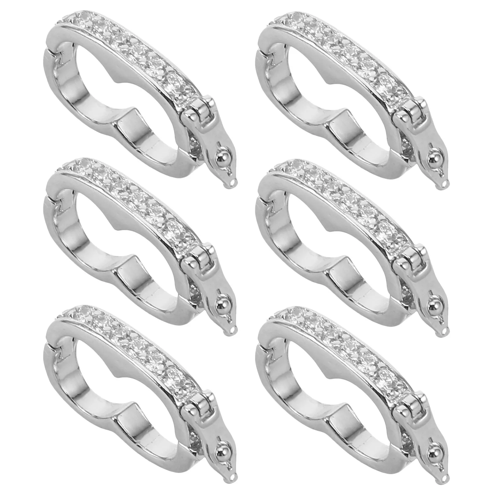6Pcs Alloy Rhinestone Charm Clasps Necklace Shortener Clasp Bracelet Fastener Pendant Clasp for Jewelry Making Craft Supplies
