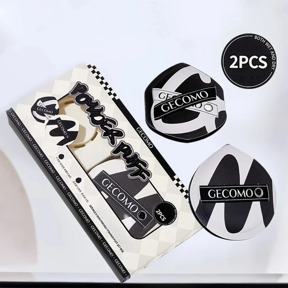 GECOMO 2 PCS Powder Puff Set with Storage Box Soft Skin-friendly Dry And Wet Dual-use Sponge For Liquid Foundation Makeup