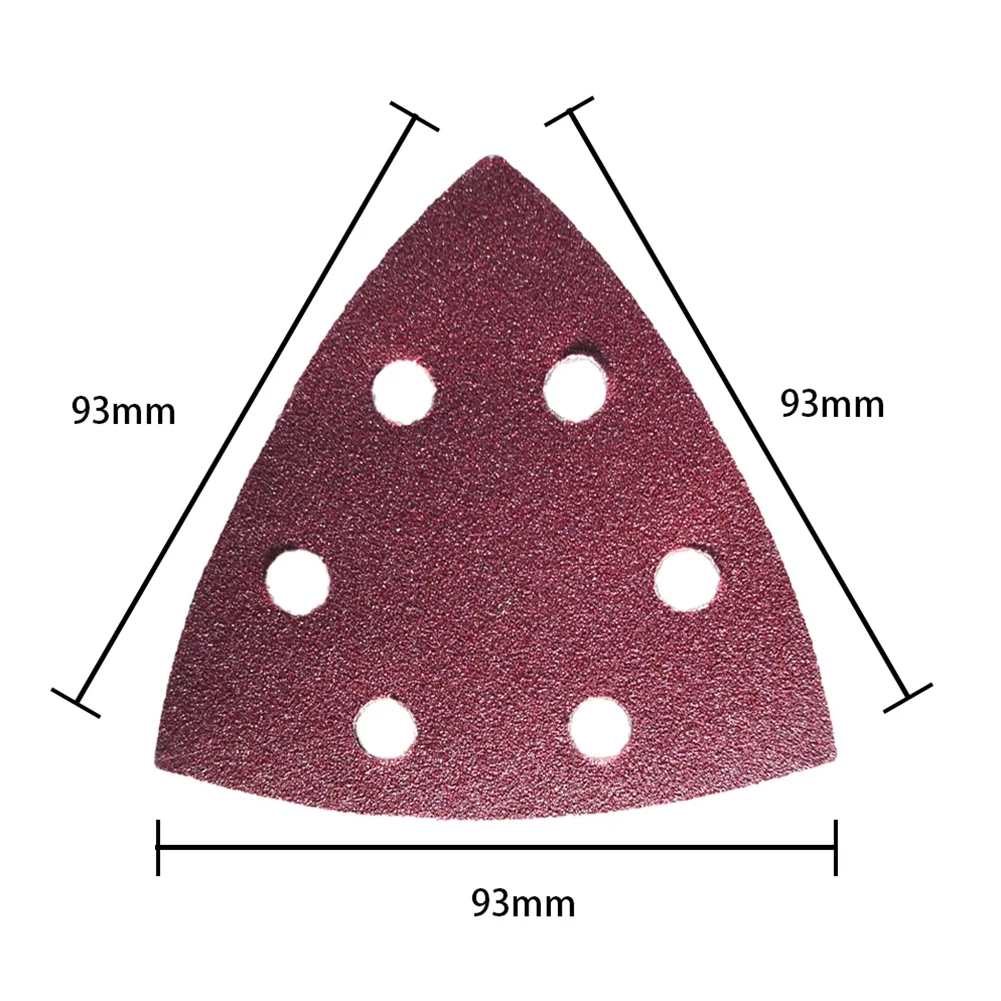 25Pcs 93mm 60/80/120/180/240Grit  Triangle Sanding Pads Paper Set 6 Dust Extraction Hole Hook Loop Oscillating Multitool