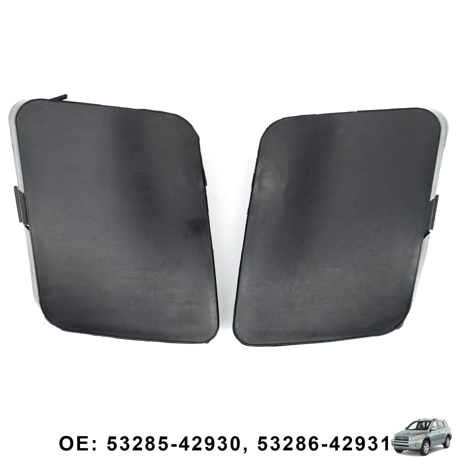 53285-42930 53286-42931 2Pcs/Pair Left Right Front Bumper Tow Hook Cover Cap Unpainted For Toyota RAV4 XA30 2006 2007 2008