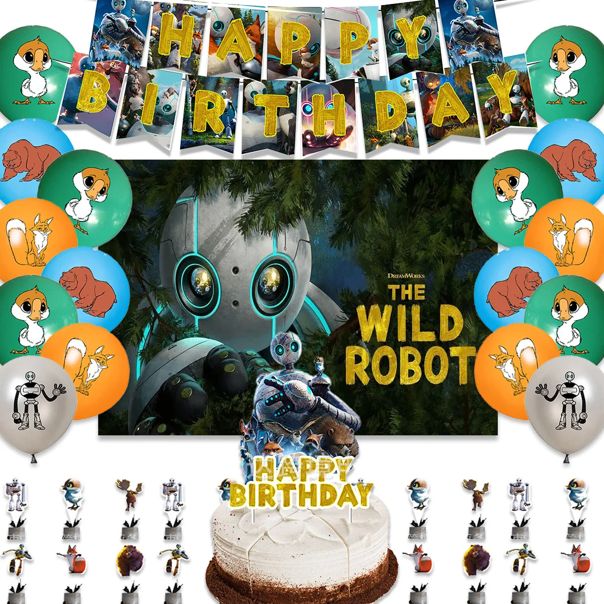 

Umi The Wild Robots Theme Birthday Party Supplies Decor Cartoon Lantex Balloon Banner Backdrop Cupcake Topper Boys Kids Gifts