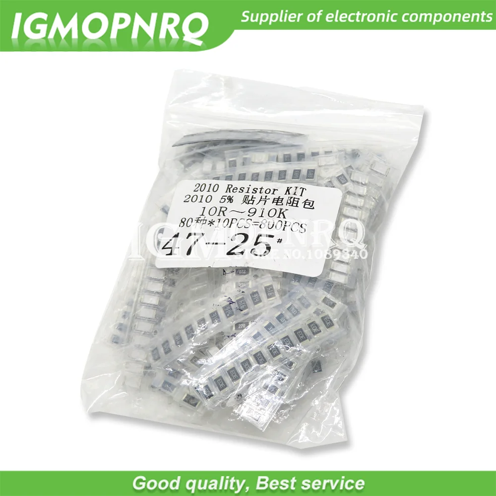 

800PCS 2010 SMD Resistor Kit Assorted Kit 10ohm-1M ohm 5% 80valuesX 10PCS=800PCS Sample Kit hjxrhgal