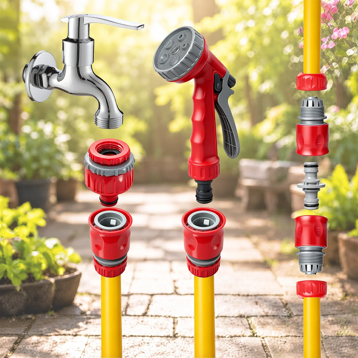 Ensemble d'outils d'arrosage de jardin T TOVIA, raccords rapides en plastique, adaptateur double mâle 3/4 pouces, ensemble d'extension de tuyau, systèmes d'arrosage