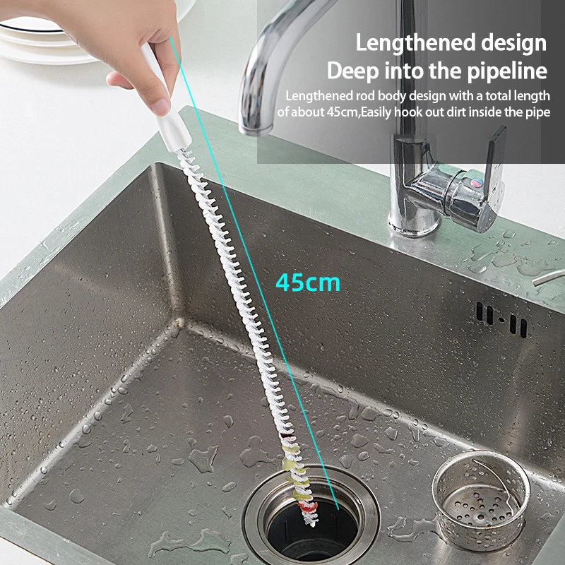 Super Long Pipe Dredging Brush Flexible Drain Cleaner Bathroom Hair Sewer Sink Cleaning Brush Clog Plug Hole Remover Tool