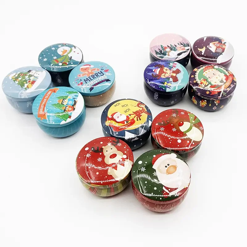 

120pcs Metal Candle Tin Box 4.4oz Round Empty Metal Christmas Gift Candle Tin Jar Accept DIY Design 75x50mm