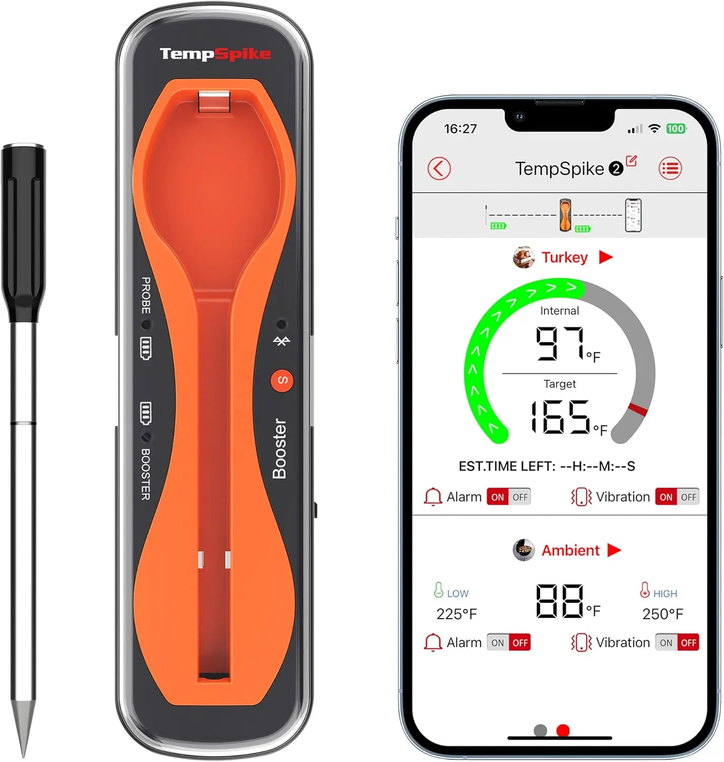 

TempSpike 500 ft Wireless Meat Thermometer, Digital Bluetooth for Beef, Chicken, Turkey, Smoker & BBQ