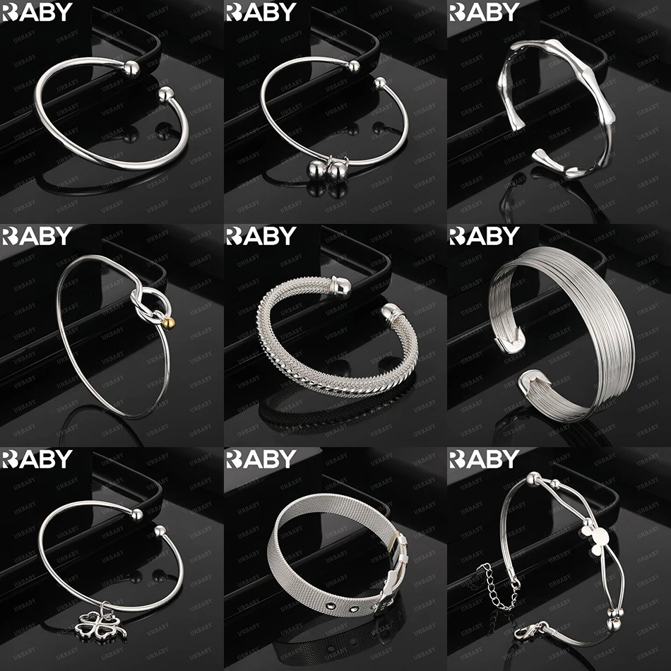 

URBABY 925 Sterling Silver Design Geometric Bangle For Women Creativity Gifts Street All-match Party And Daily Wear