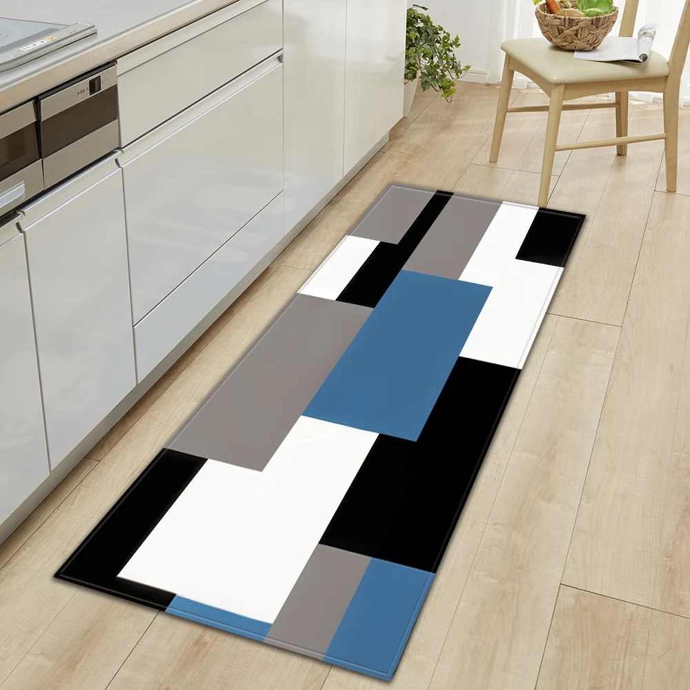 Plaid Kitchen Mat Home Living Room Balcony Bedroom Floor Decoration 3D Carpet House Hallway Entrance Door Bath Non-Slip Foot Rug